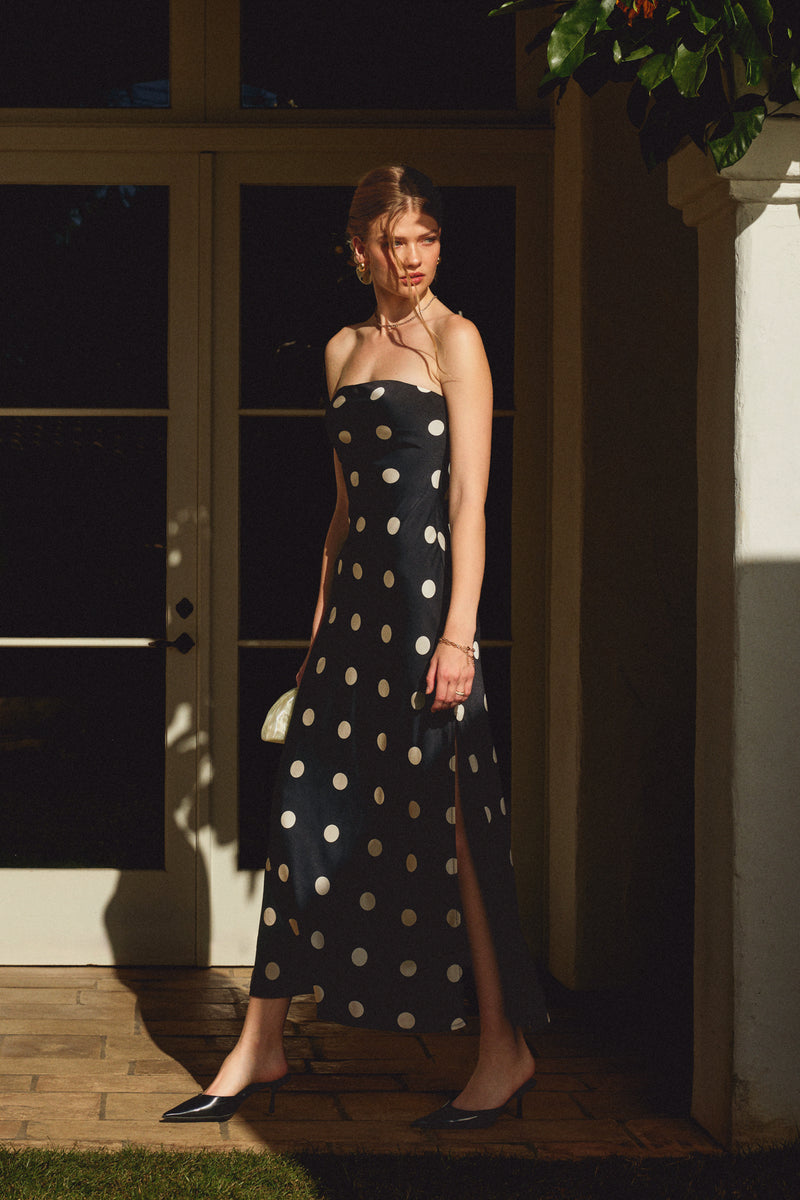 Harlowe Polka Dot Maxi, Black Small
