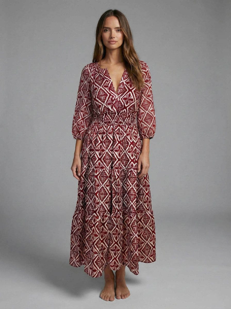 echo tiered maxi dress Batik – MADISON Size:0-3 months US numeric ruched tiered design and HIGH SLIT MAXI DRESS Ivory Bridesmaid Dresses