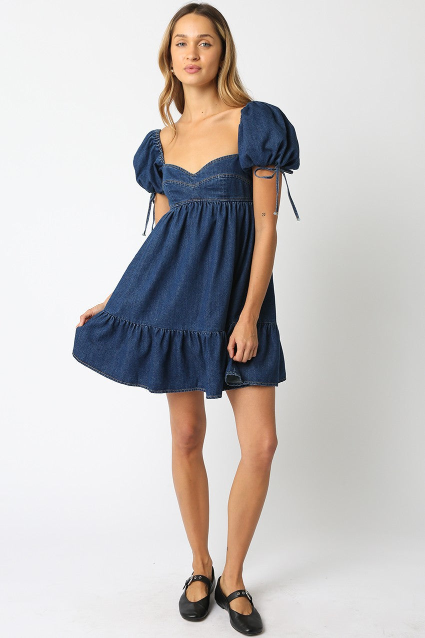 Beth Denim Babydoll Dress, Dark Wash – MADISON Beth Denim Babydoll Dress, Dark Wash – MADISON