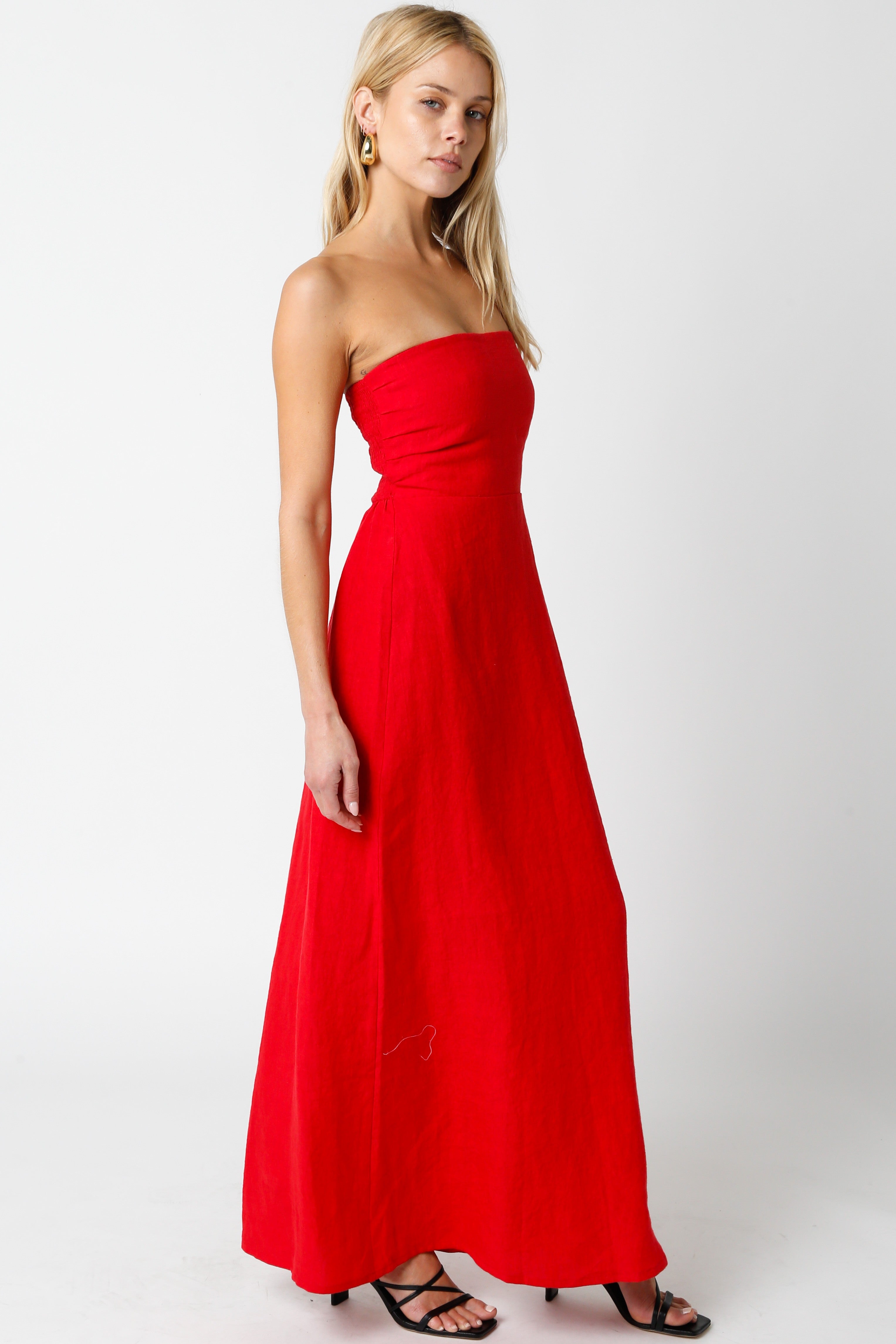 Wiliford Linen Maxi Dress, Red Small Wiliford Linen Maxi Dress, Red Small