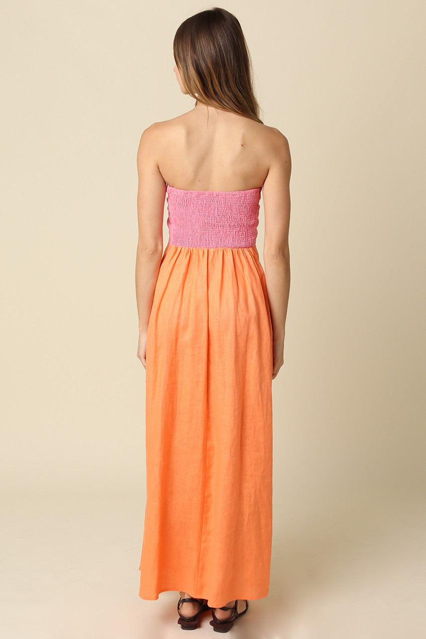 Mei Linen Maxi Dress, Orange Medium Mei Linen Maxi Dress, Orange Medium