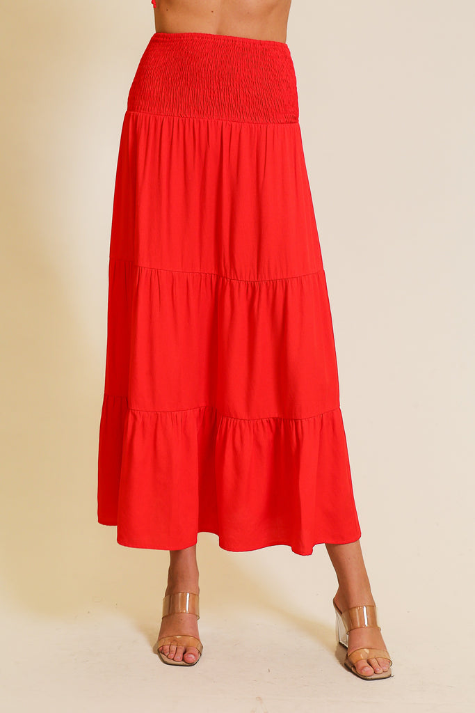 Zora Tiered Maxi Skirt, Red – MADISON