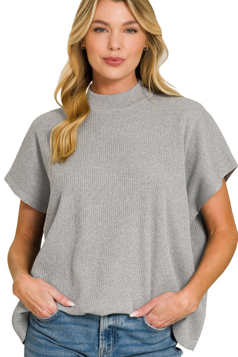 Laura Mock Neck Top, Grey – MADISON