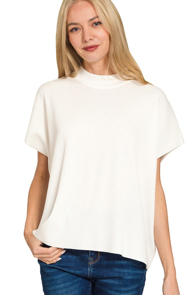 Laura Mock Neck Top, Ivory – MADISON