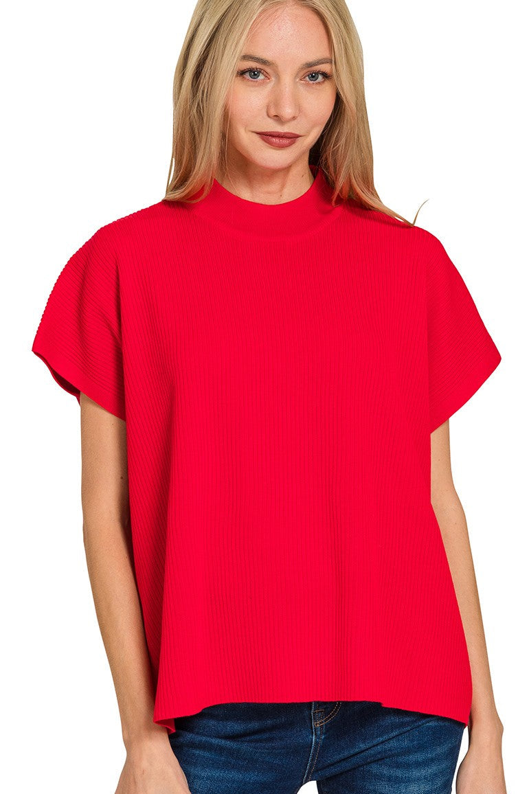 Laura Mock Neck Top, Red – MADISON