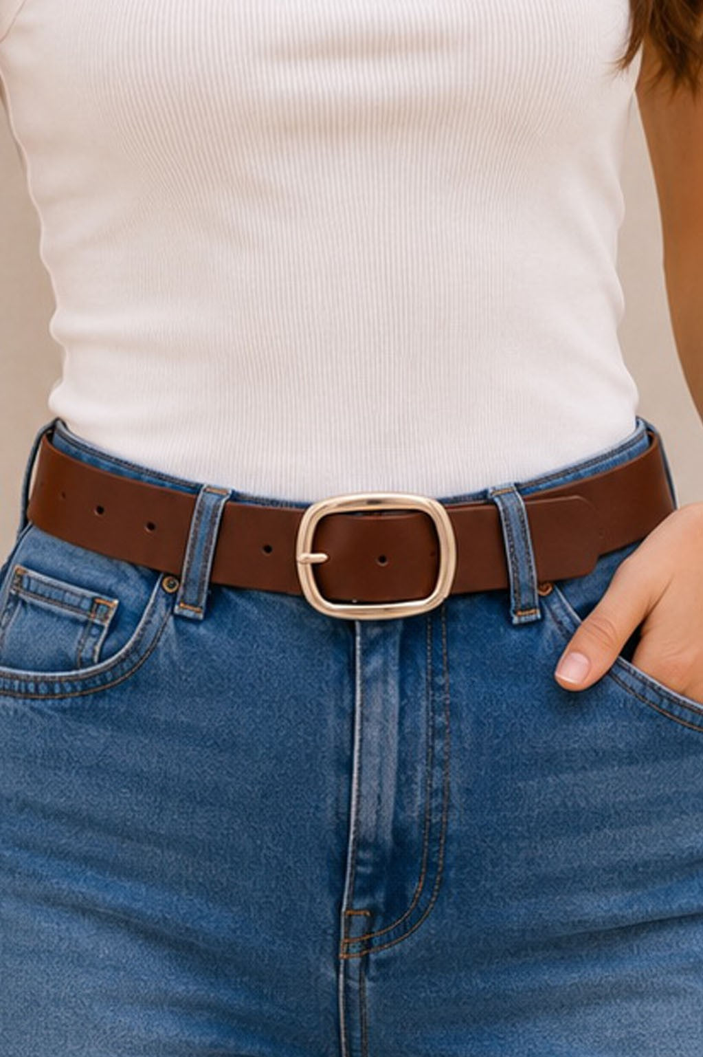 Rounded Rectangle Belt, Cognac – MADISON