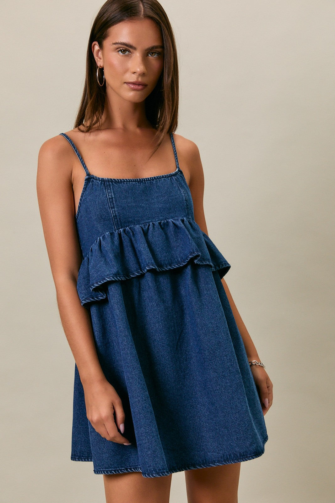 Kaley Ruffled Denim Dress – MADISON