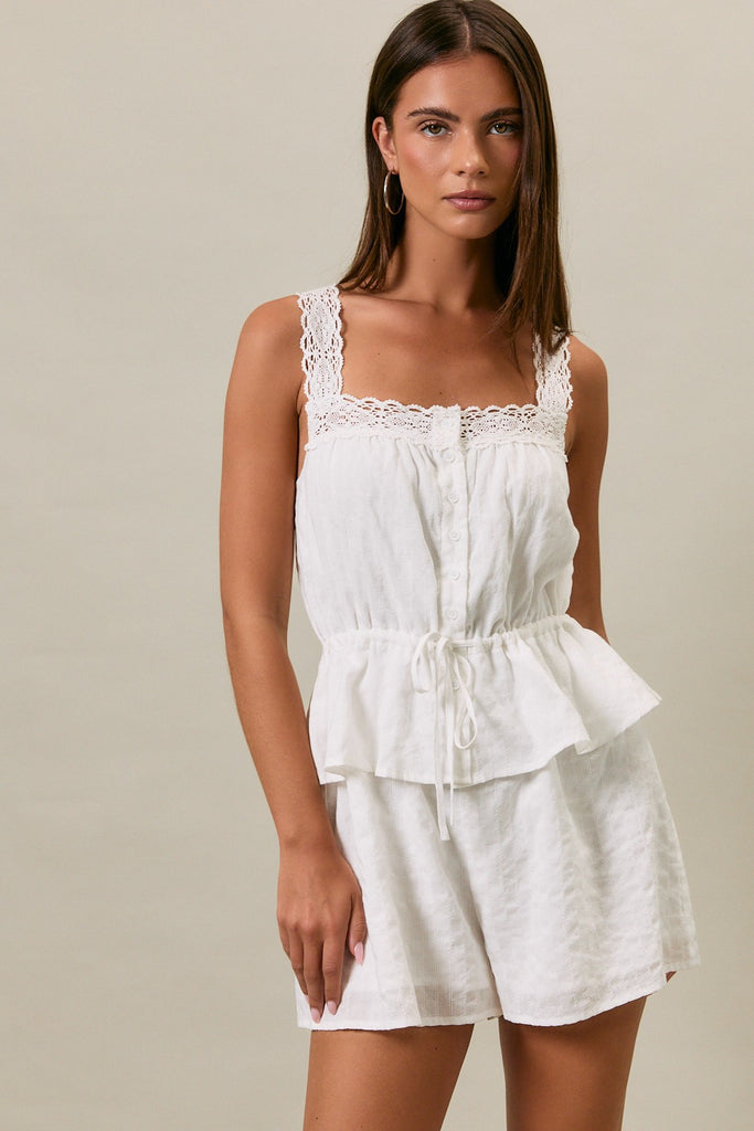 Valley Scalloped Linen Dress, Pink  MADISON