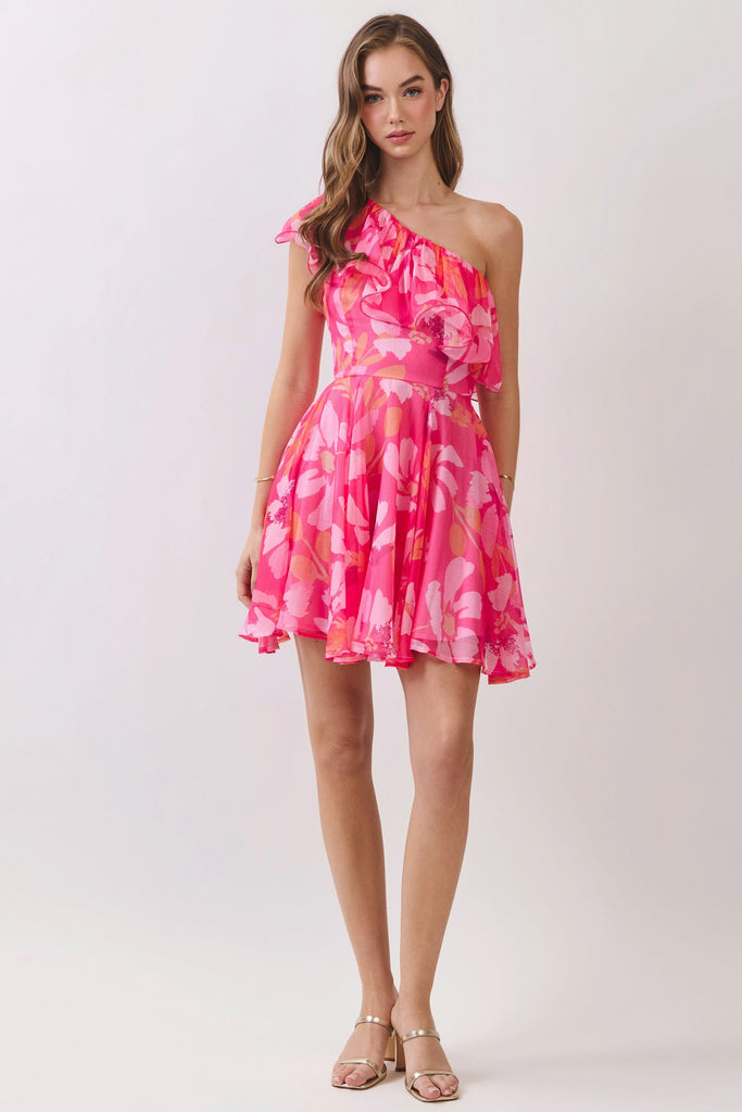 Shana Printed One Shoulder Dress – MADISON
