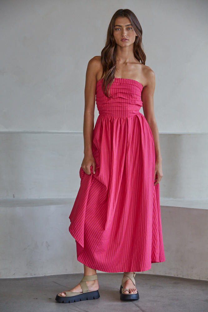Promenade Striped Maxi, Hot Pink Medium