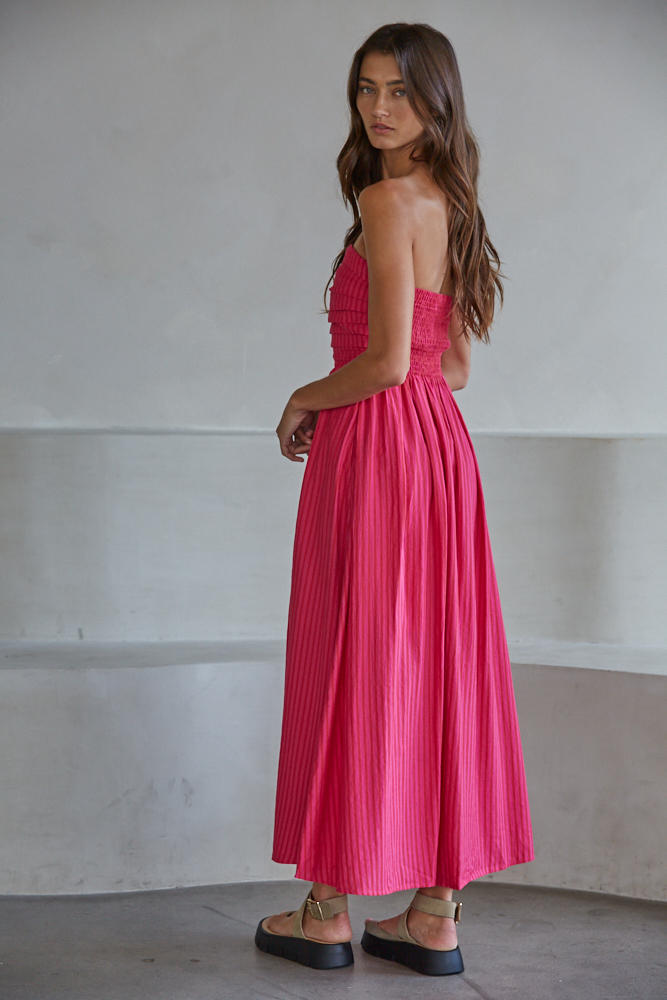 Promenade Striped Maxi, Hot Pink Medium