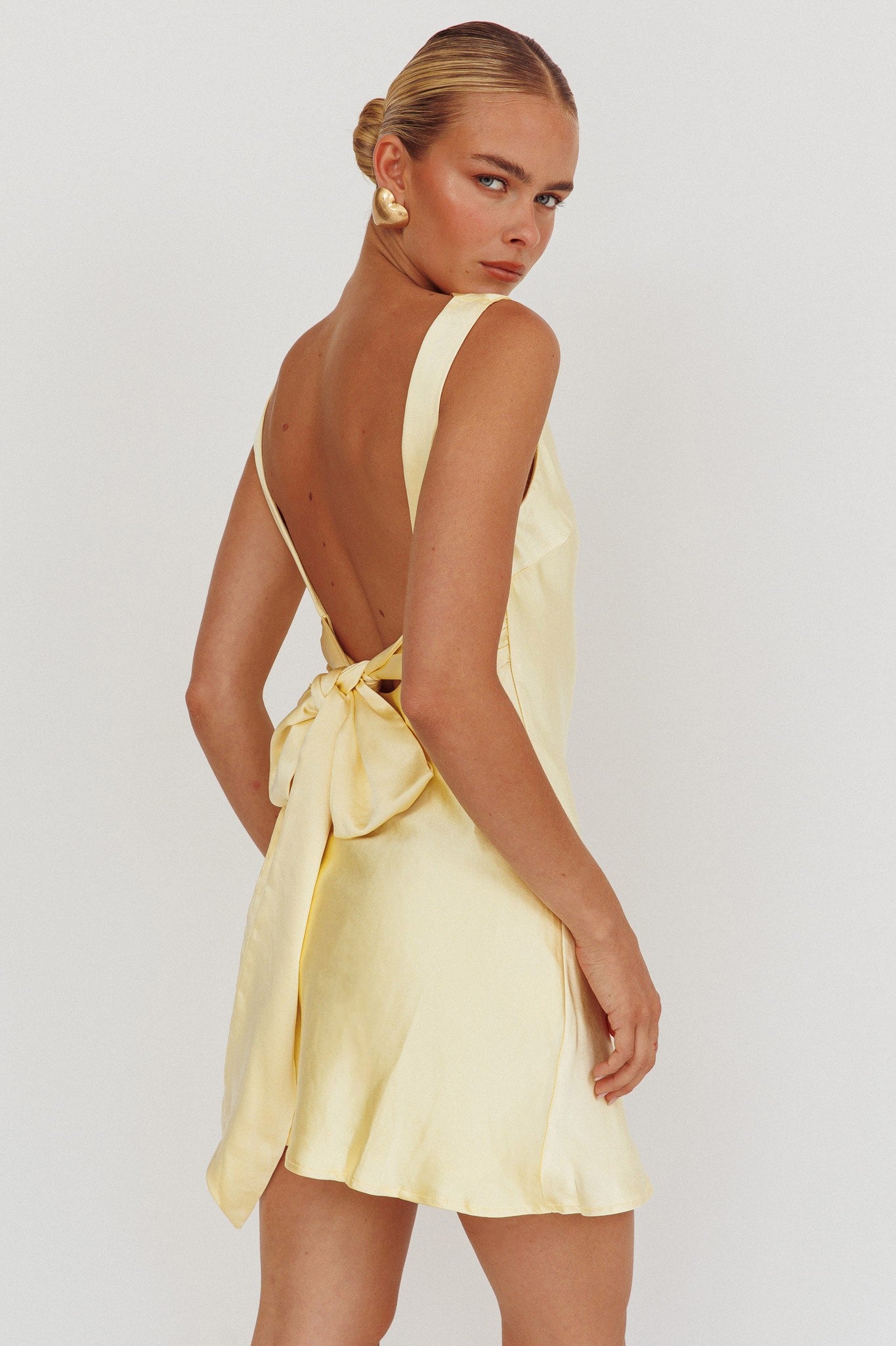 backless dress yellow Haley Open Back Dress – MADISON